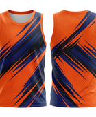Basketball Tank Top – Custom Orange Navy Sublimated Design | Wholesale Manufacturer