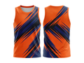 Basketball Tank Top – Custom Orange Navy Sublimated Design | Wholesale Manufacturer