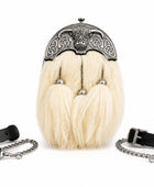 Goat Hair Dress Sporran White with Silver Cantle and Three Tassels | B2B Low MOQ