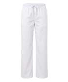 White Elastic-Waist Chef Trousers | B2B Low MOQ Hospitality Workwear Manufacturer