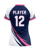 Custom Navy Pink Volleyball Libero Jersey – Sublimated Short Sleeve Team Uniform