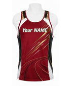 Custom Track & Field Running Singlet | Wholesale Athletics Vest | Maroon Black Gold | Apparels Bridge