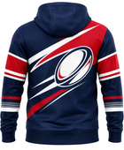 Custom Navy Red Rugby Hoodie | Wholesale Team Supporter Hoodie for Clubs and Bulk Orders