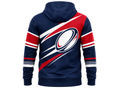Custom Navy Red Rugby Hoodie | Wholesale Team Supporter Hoodie for Clubs and Bulk Orders