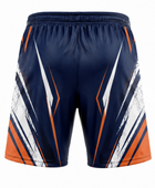 Navy, White & Orange Axe Throwing Shorts – Bulk Team Shorts, Low MOQ, Wholesale Performance Sportswear