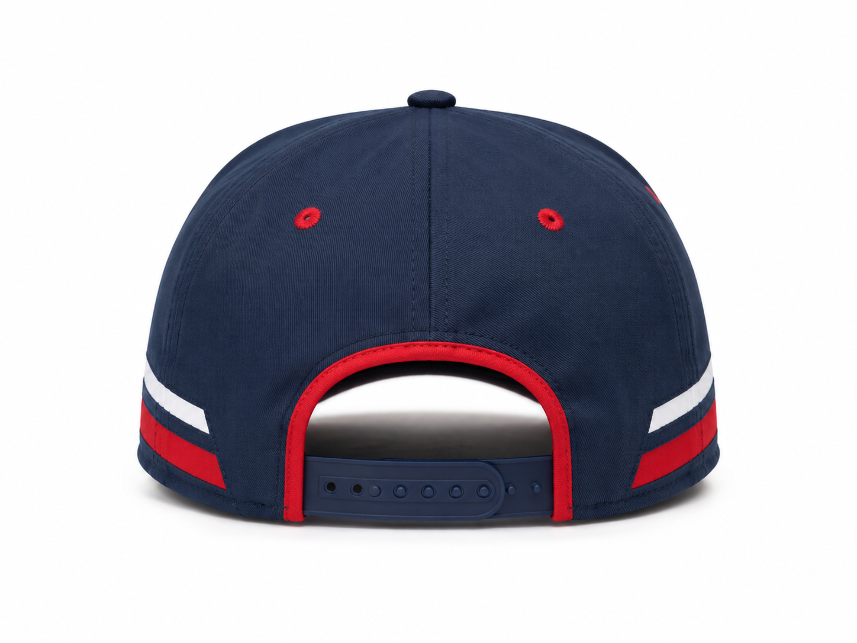 Custom White Navy Red Baseball Cap | Wholesale Team Hat for Bulk Orders and Private Label