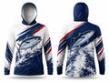 Custom Fishing Hoodie | Wholesale Performance Fishing Hoodie | Navy White Tuna | Apparels Bridge