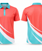 Custom Tennis Jersey – Coral & Aqua Performance Polo, Wholesale Bulk, Low MOQ, Team Uniform