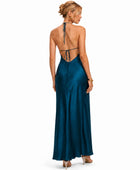 Wholesale Teal Satin One-Shoulder Prom Dress | Custom Open Back Formal Gown Manufacturer for Boutiques