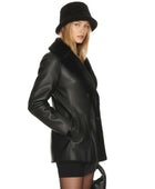 Women’s Lambskin Leather Business Coat Wholesale | Shearling Collar Winter Coat Manufacturer