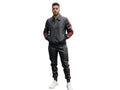 Custom Lambskin Leather Tracksuit Men Black Red | Wholesale Private Label Leather Manufacturer