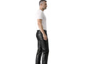 Elephant Metallic Black Faux Leather Wide Leg Jeans Wholesale | Custom Private Label Pants Manufacturer