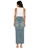 Custom Women’s Straight Denim Maxi Skirt for Private Labels