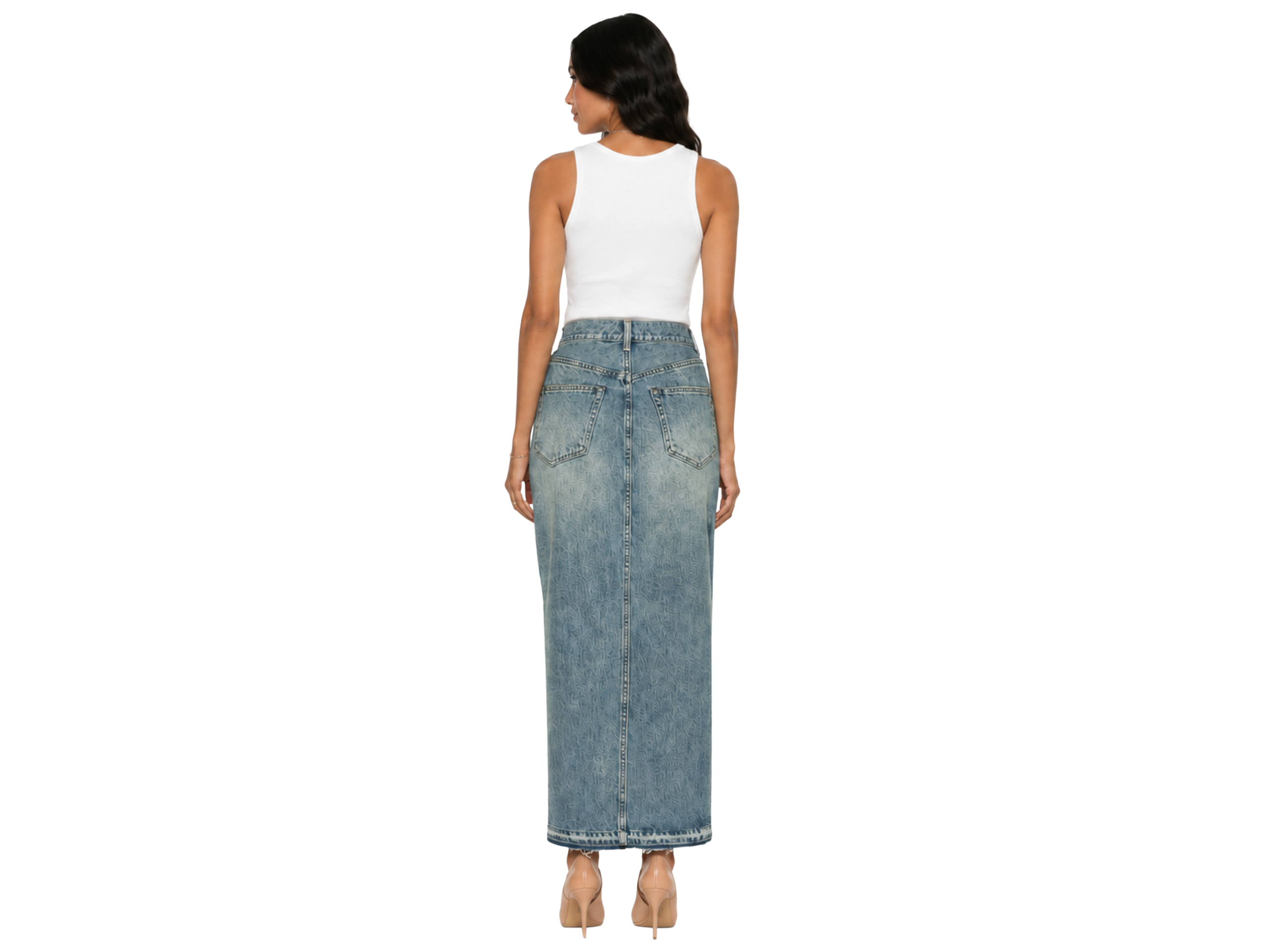 Custom Women’s Straight Denim Maxi Skirt for Private Labels