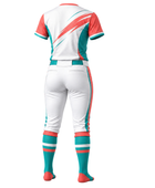White/Teal/Orange Softball Uniform – Wholesale Bulk Team Kit, Low MOQ, B2B Performance Apparel
