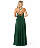 Wholesale Emerald Green Satin Full Length Prom Dress | Custom Slit Formal Gown Manufacturer for Boutiques