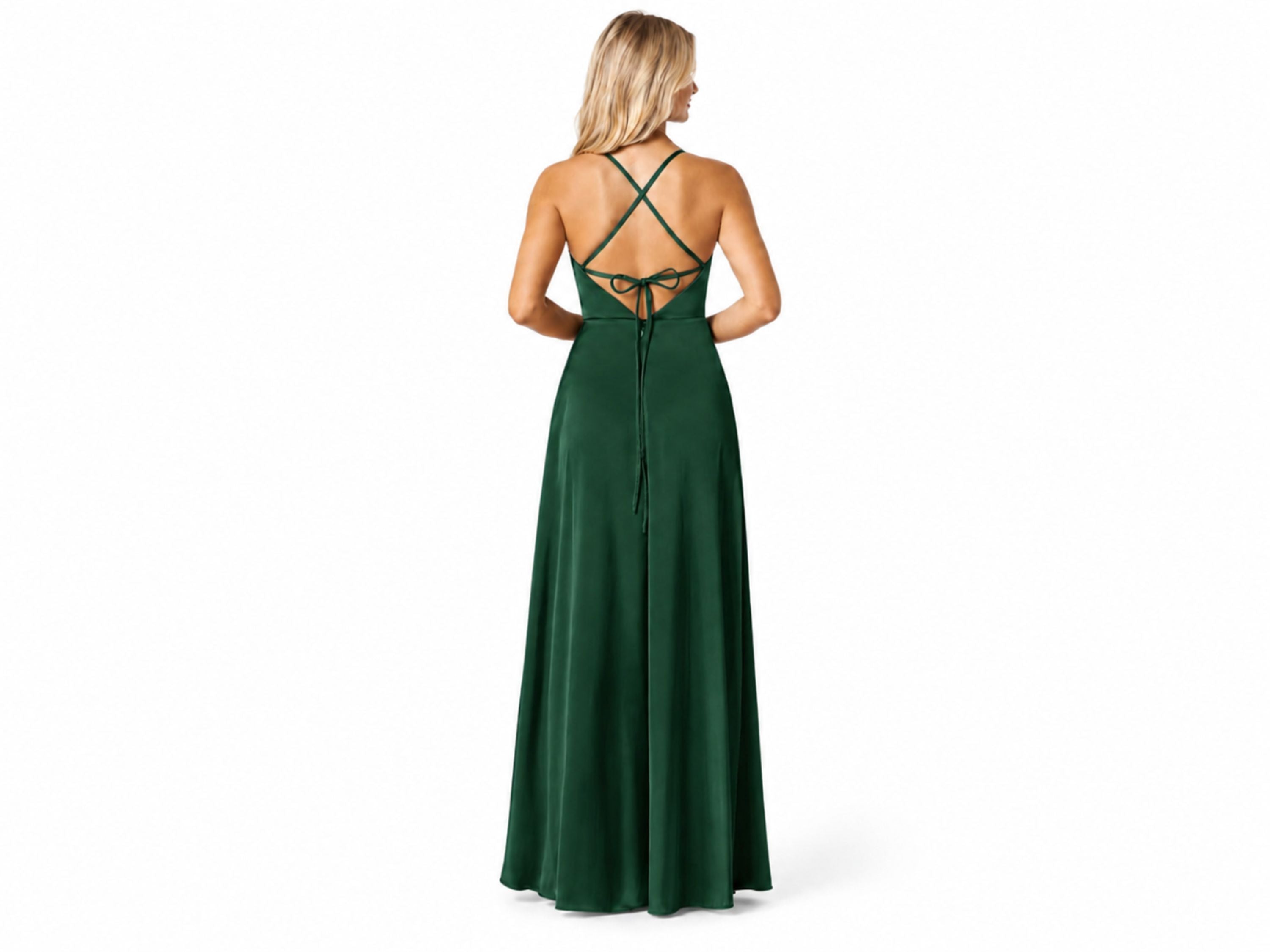 Wholesale Emerald Green Satin Full Length Prom Dress | Custom Slit Formal Gown Manufacturer for Boutiques