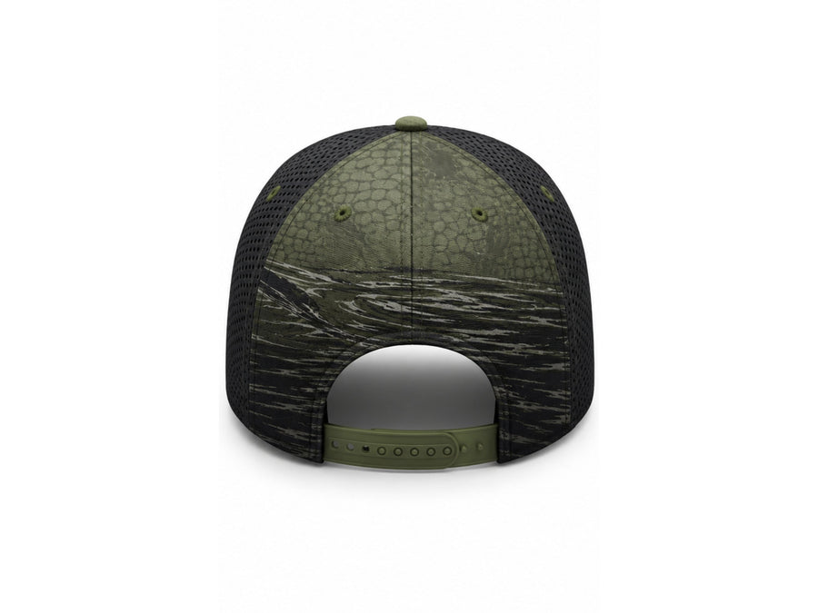 Custom Fishing Cap | Wholesale Fishing Team Hat | Green Camo Bass | Apparels Bridge design preview