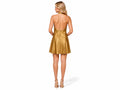 Wholesale Gold Satin Short Prom Dress, Custom Halter A Line Mini Formal Dress Manufacturer for Private Label Boutiques