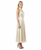 Wholesale Ivory Satin A-Line Prom Dress | Custom Sleeveless Formal Gown Manufacturer for Boutiques