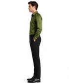 Wholesale Olive Green Satin Men Shirt, Custom Slim Fit Long Sleeve Button Up Shirt Manufacturer for Private Label Brands