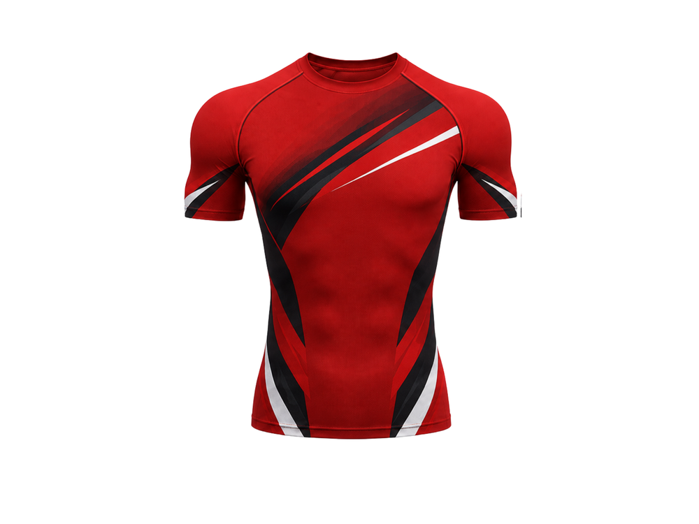 Chase Tag Compression Shirt Red Sublimated Short-Sleeve Training Wear front design preview