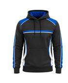 Custom Bowling Team Hoodie – Black Blue White Sublimated Pullover Teamwear