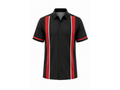 Custom Bowling Alley Staff Shirt – Black Red Sublimated Button-Up Uniform
