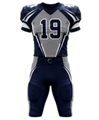 Wholesale Navy and Silver American Football Uniform Set – Polyester Teamwear
