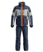 Custom Two-Piece Ski Suit Navy Grey Contrast B2B Winter Manufacturer