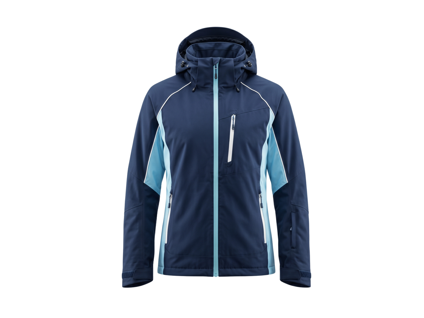 B2B Hooded Ski Wear Jacket Navy Blue Custom Winter Manufacturer