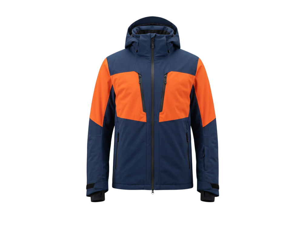 B2B Full-Zip Ski Jacket Winter Navy/Orange Custom Winter Jacket Manufacturer front design preview