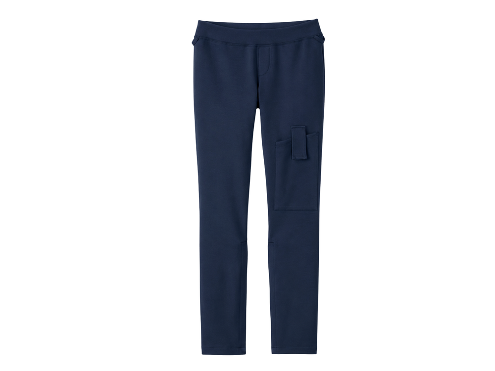 Custom Girls Navy Blue Skinny Cargo School Uniform Pants B2B front design preview