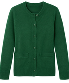 Wholesale Sweater Girls Dark Green Crewneck Button-Front Low MOQ School Uniform Manufacturer
