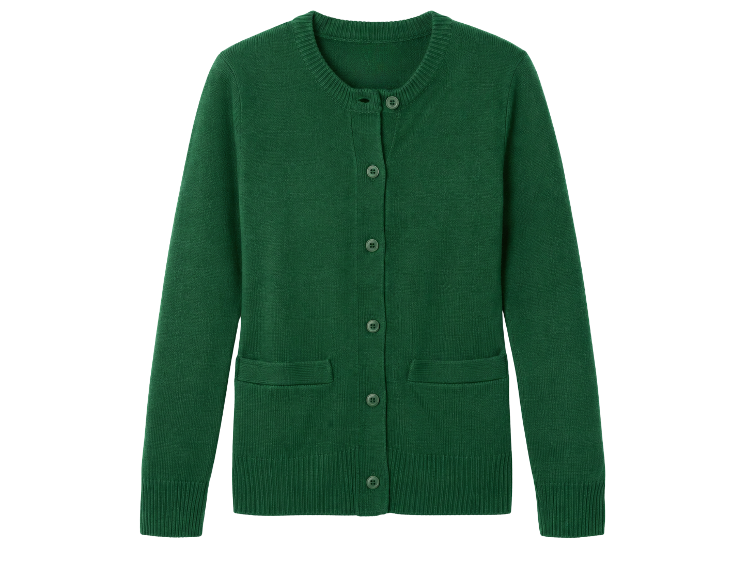 Wholesale Sweater Girls Dark Green Crewneck Button-Front Low MOQ School Uniform Manufacturer