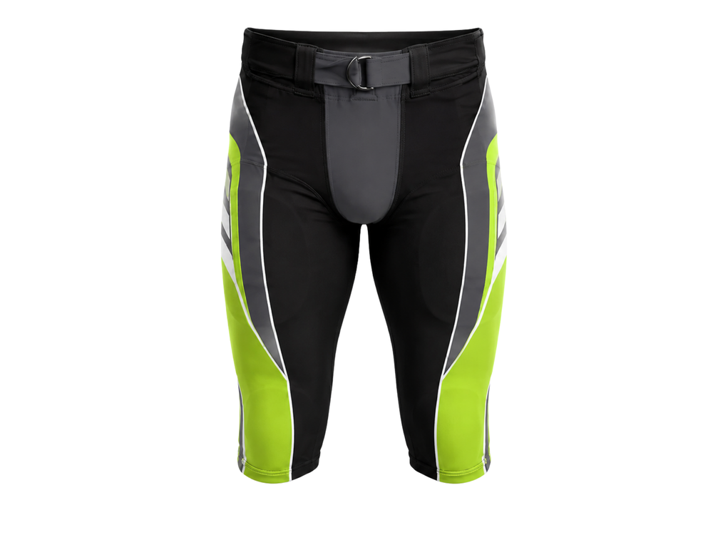 Custom Black & Neon Lime American Football Shorts Wholesale Teamwear front design preview