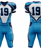 Wholesale Teal Blue American Football Uniform Set – Polyester Jersey & Pants