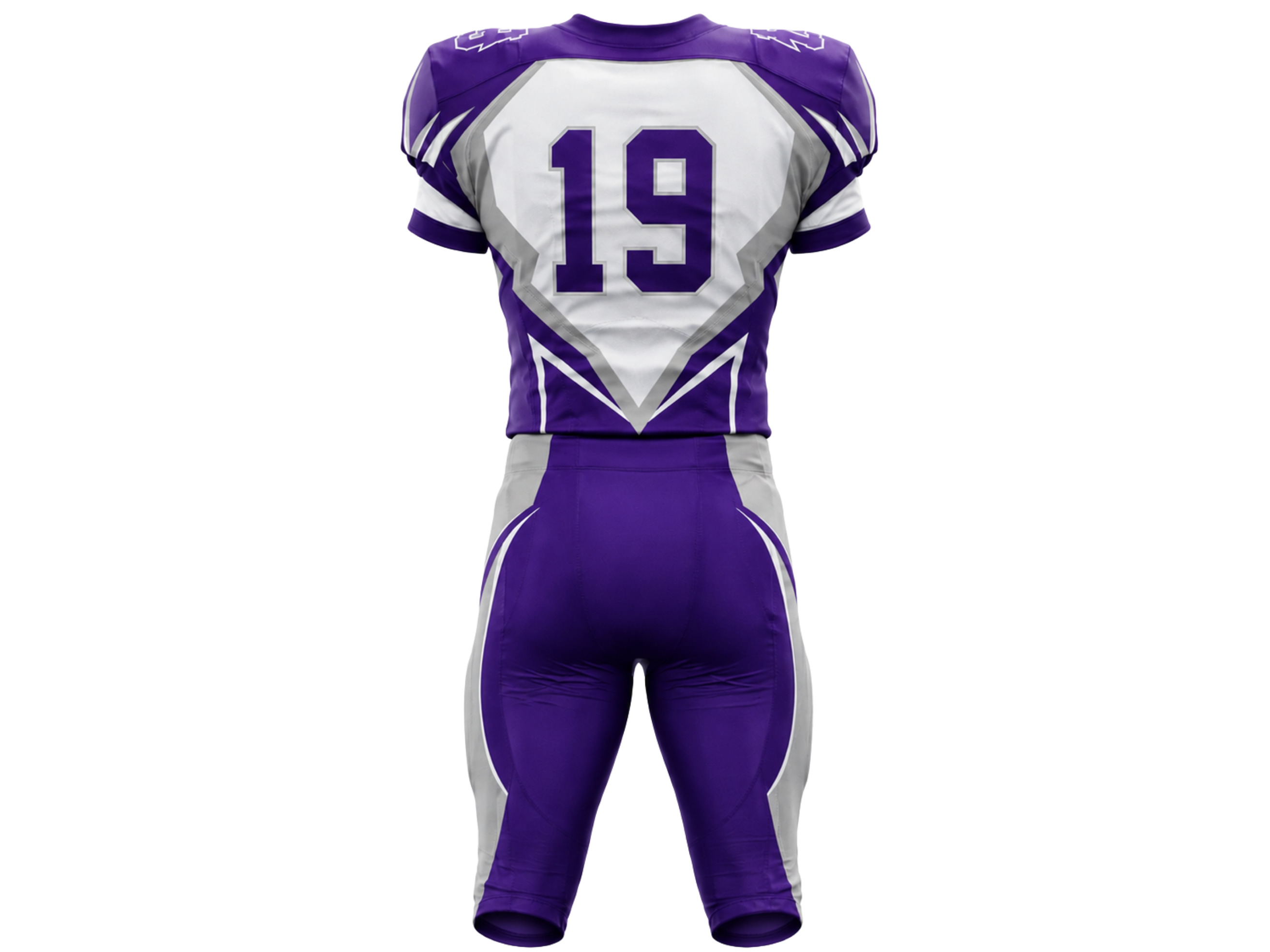 Wholesale Purple and White American Football Uniform Set – Polyester Jersey & Pants