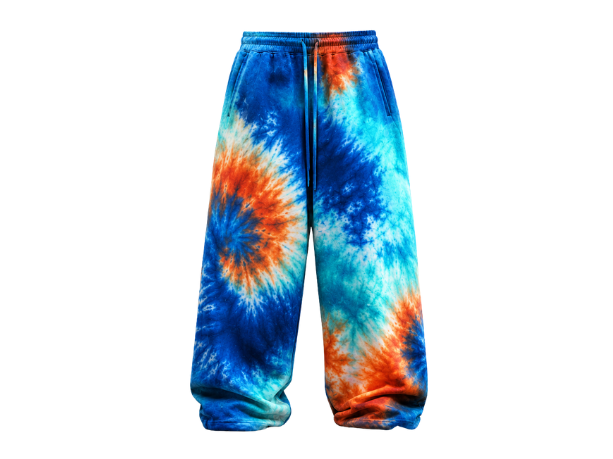Tie Dye Baggy Trousers Blue Aqua and Orange Multicolour Design | B2B Low MOQ