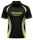 Custom Black Tennis Coach Polo – Lime Staff Team Shirt for Wholesale