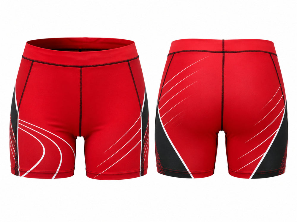 Custom Track & Field Compression Shorts | Wholesale Athletics Sprint Shorts | Red Black White | Apparels Bridge front design preview