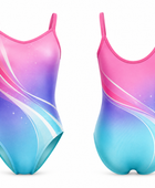 Custom Training Gymnastics Leotard | Wholesale Gym Team Leotard | Pink Blue Purple Gradient | Apparels Bridge