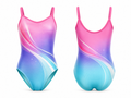 Custom Training Gymnastics Leotard | Wholesale Gym Team Leotard | Pink Blue Purple Gradient | Apparels Bridge