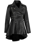 Women’s Black Lambskin Leather Peplum Jacket Wholesale Custom Private Label Outerwear Manufacturer
