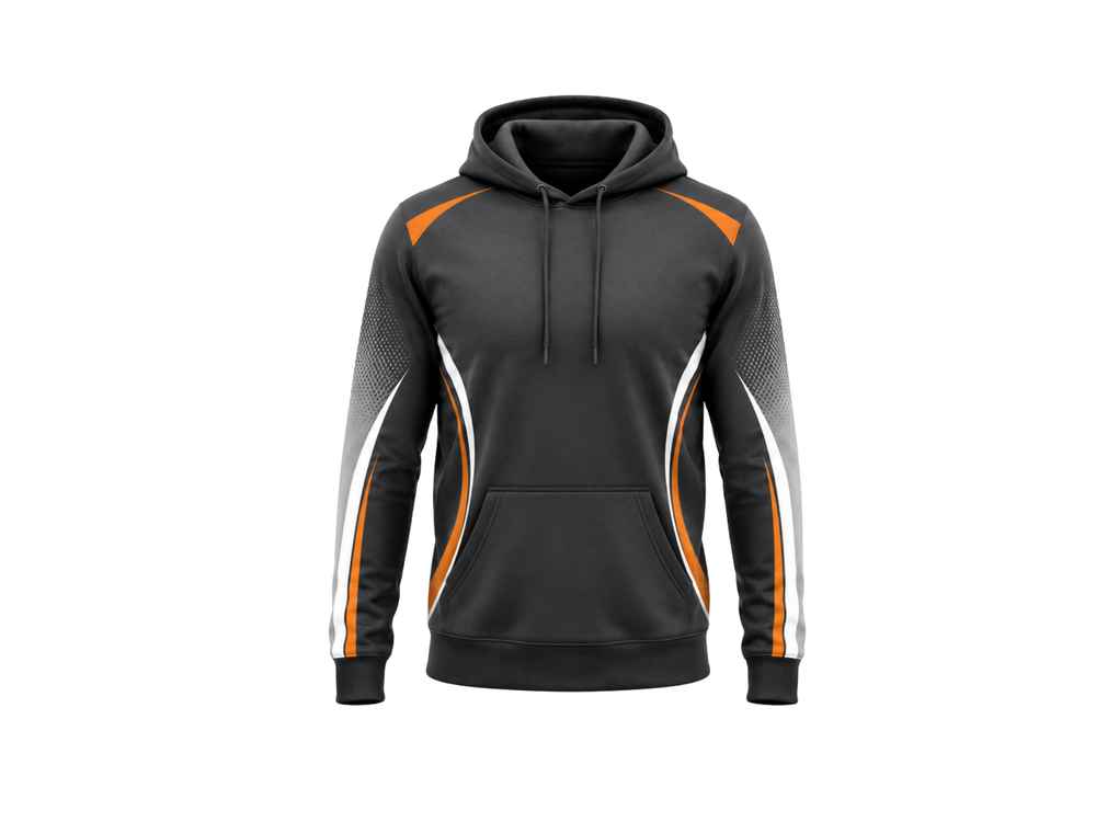 Custom Cornhole Hoodie Charcoal Orange B2B Team Hoodie for Wholesale Buyers front design preview