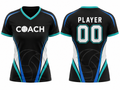 Custom Black Volleyball Coach Jersey – Teal Short Sleeve Staff Teamwear