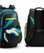 Custom Black Volleyball Backpack – Teal Lime Team Sports Bag Wholesale