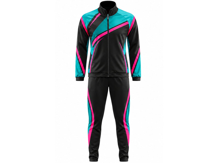 Custom Black Teal Cheer Warm Up Set – Jacket & Pants for Wholesale Teams design preview
