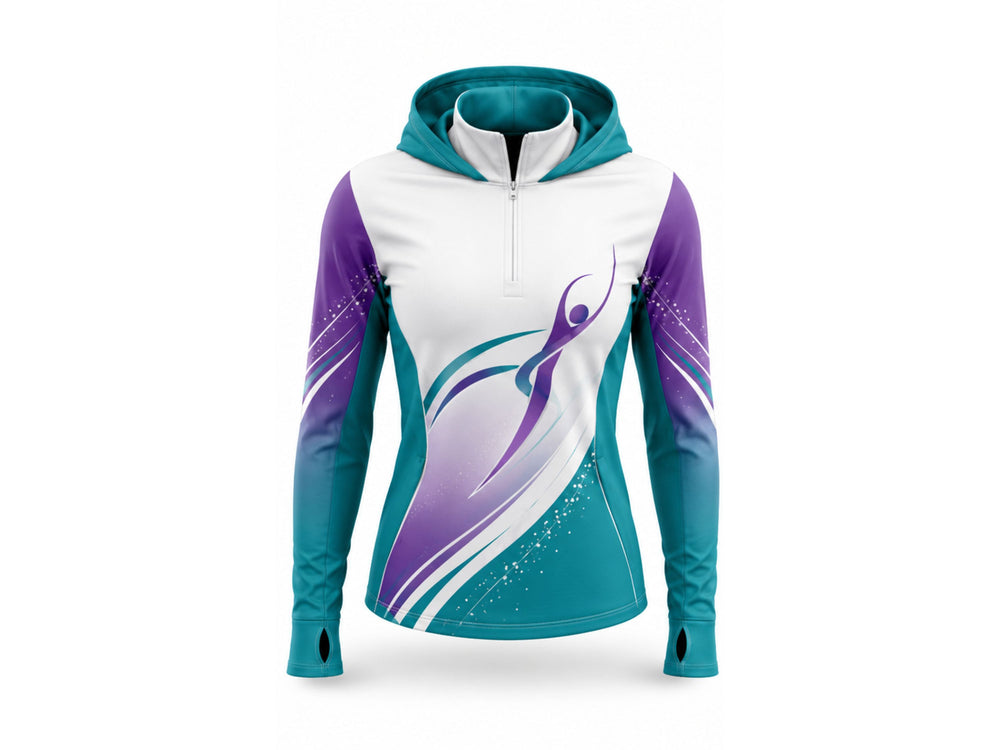 Custom Dance Hoodie | Wholesale Dance Team Sweatshirt | Teal Purple White | Apparels Bridge front design preview