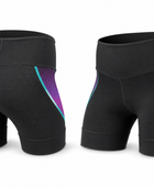 Custom Black Volleyball Spandex Shorts – Purple Teal Team Compression Shorts
